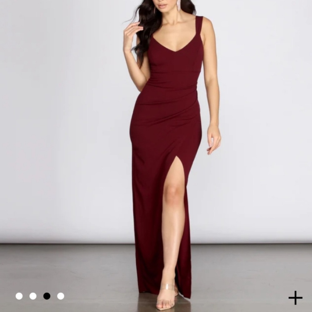 High Slit Crepe Long Dress